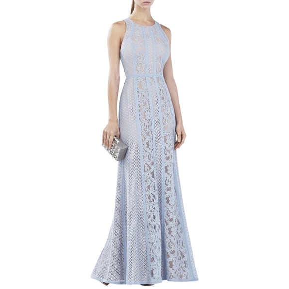Long Dress Bcbg Light Blue Gown BCBG Dresses Bcbg Light Blue Lace Halter  Gown Formal Dress